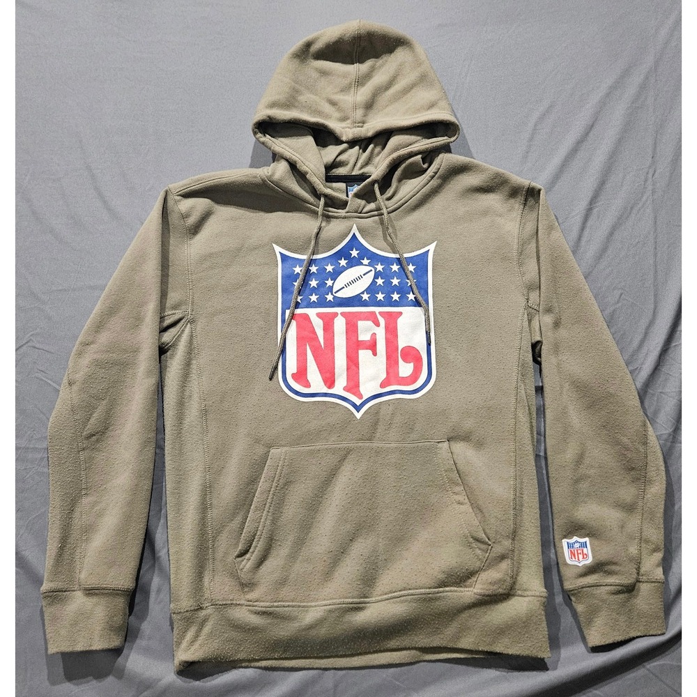 NFL Hoodie Men Small Olive Green Shield Logo Polyester Fleece Pullover